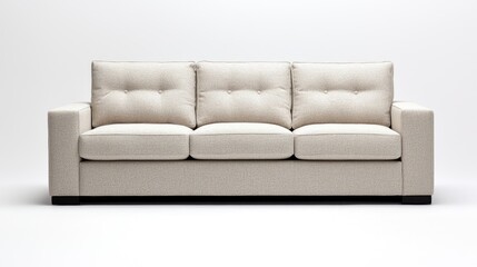 Fototapeta premium Modern beige sofa, studio shot, neutral background, furniture design, home decor
