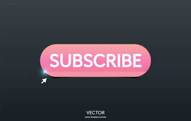Pastel pink subscribe button. Infographics element for social networks.