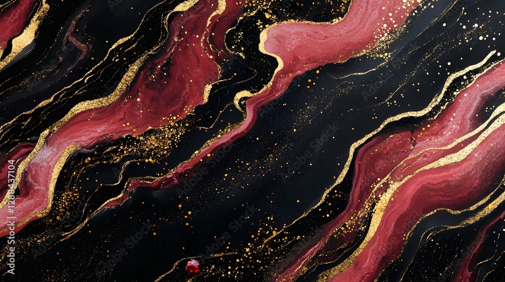 Poster Mesmerizing Fluid Marble Texture with Glittering Gold Abstract Background  Vibrant colorful dynamic and ethereal digital art composition with a premium luxurious and sophisticated aesthetic