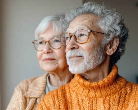 Modern Senior Telehealth Experience Focused Elderly Couple in Cozy Knitwear Using Tablet - Digital Wellness and Remote Healthcare Technologies for Senior Lifestyle Enhancement - Powered by Adobe