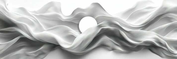 Obraz premium Elegant white fabric swirls, central void.