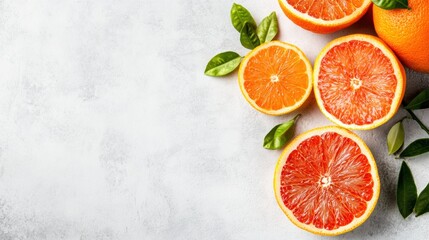 Modern Citrus Anatomy Vibrant Fruit Cross-Section on Minimalist Surface - Enhance Culinary Content and Ingredient Marketing with Detailed Natural Structure for Fresh Produce Innovation