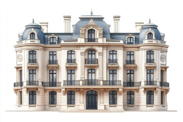 Fototapeta premium Elegant French Chateau Style Mansion Exterior Facade Architectural Design