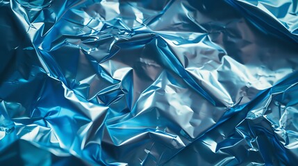 Obraz premium Crumpled blue plastic wrap.