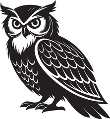 owls vector shilhouette . Owls vector icons in black and white. 