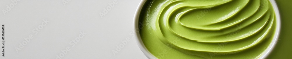 Poster artisanal matcha cake display layered design on smooth white surface - contemporary baking content a