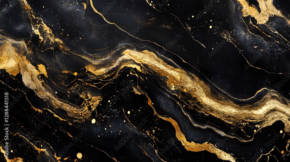 Poster Mesmerizing Marble and Gold Abstract Texture with Cosmic Allure   Captivating contemporary background with dynamic swirls glimmering golden accents and a mysterious