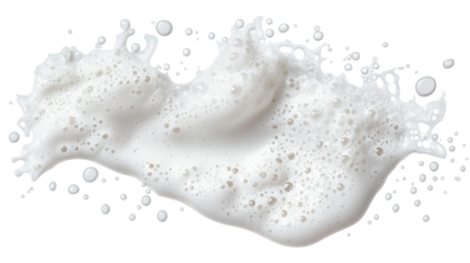 Dynamic white foam splash on transparent background png format clean design concept