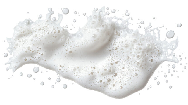 Dynamic white foam splash on transparent background png format clean design concept