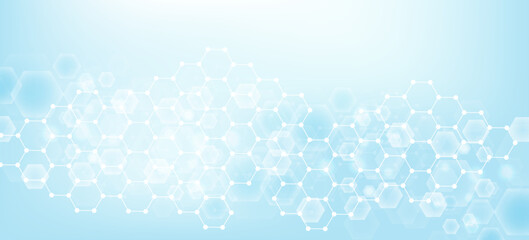 Modern health care abstract background with lines, dots and hexagons. Medical innovation banner template concept. Vector illustration.