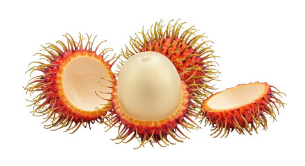 Close up of Rambutan Fruit Exotic Tropical Sweet Isolated on Black