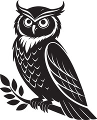 owls vector shilhouette . Owls vector icons in black and white. 