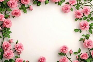 3D render of pink roses climbing on a wall