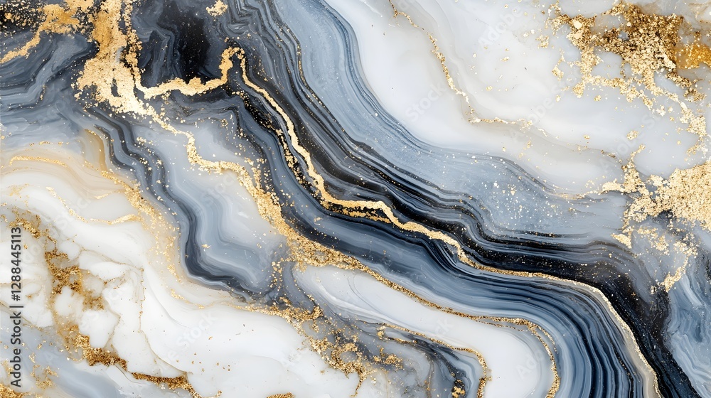 Poster Mesmerizing Marble Texture with Striking Golden Accents   Captivating Abstract Background with Fluid Swirls Intricate Patterns and Luxurious Metallic Embellishments