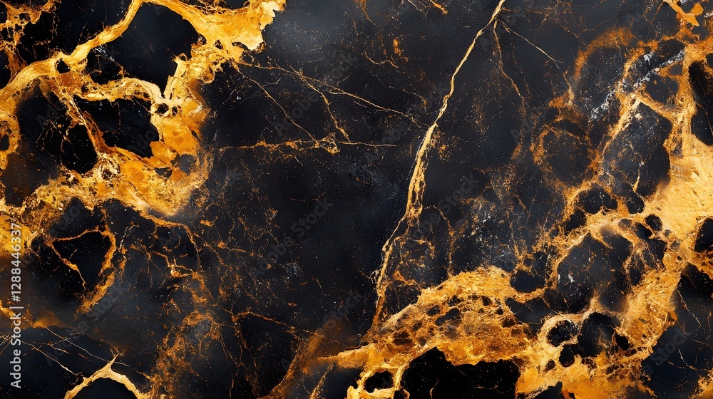 Poster Mesmerizing marble texture with vibrant golden veins and intricate geometric patterns creating a visually striking and unique background for premium luxury and sophisticated design applications