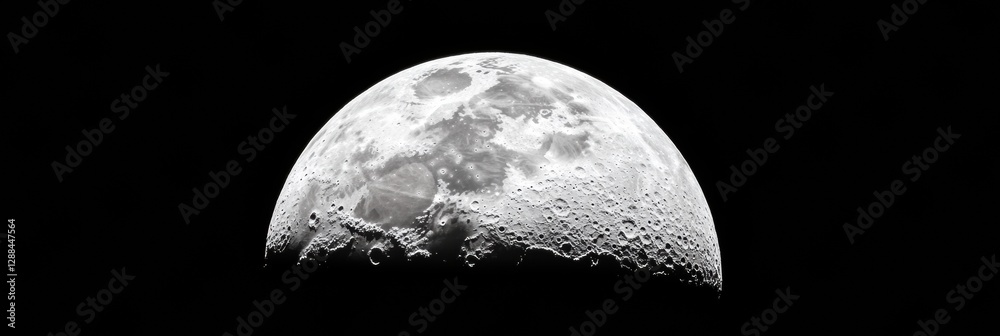 Poster lunar surface detail high-definition crater imaging against dark background - cutting-edge scientifi