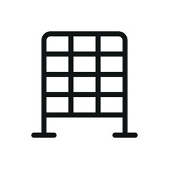 Supermarket shelf line icon, grid mesh display stand vector symbol with editable stroke