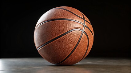 Obraz premium Basketball on Court 3D Render, Close-up, Sport Concept, basketball, 3d rendering