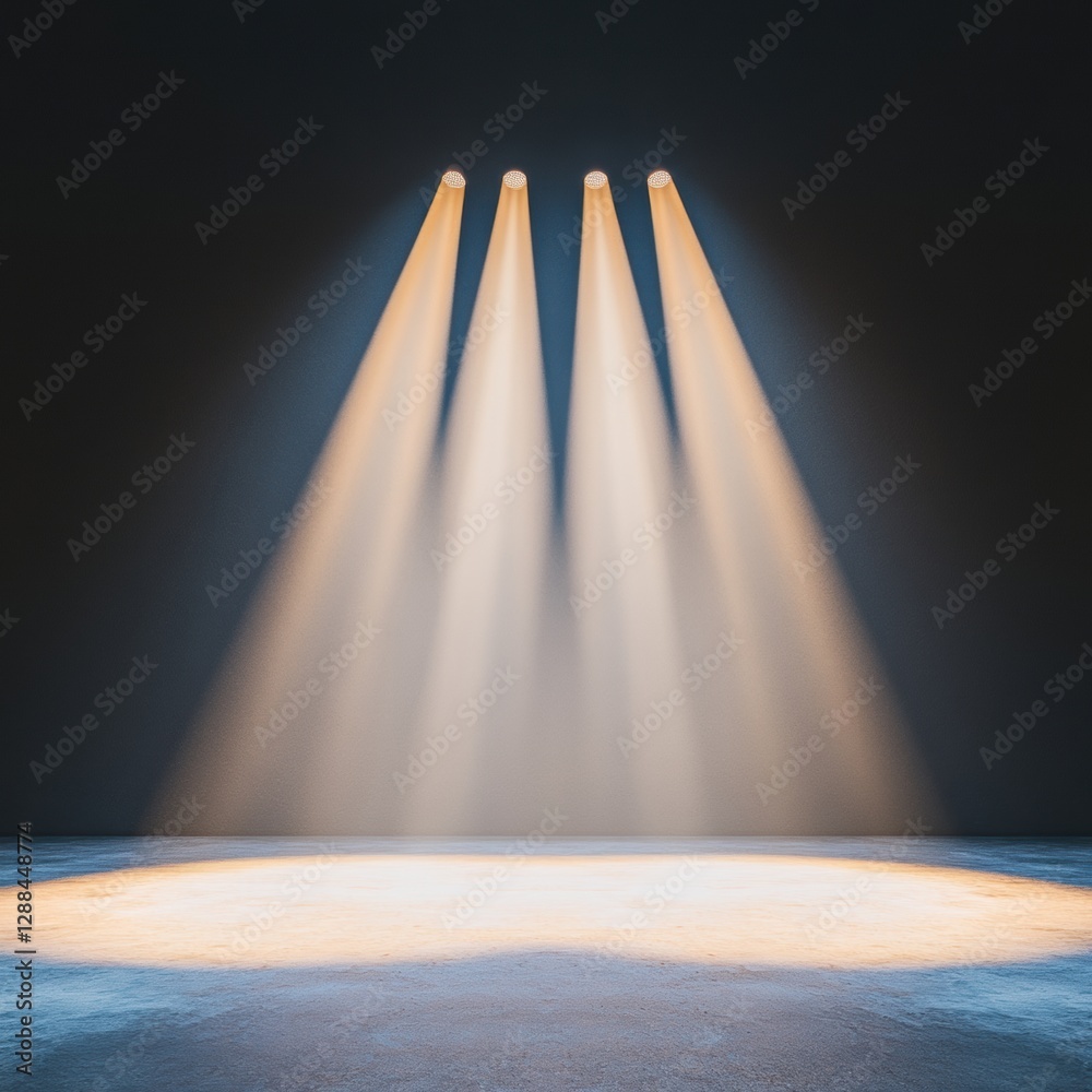 Aufkleber dynamic theatrical lighting display modern spotlight arrangement on minimalist stage - immersive ent