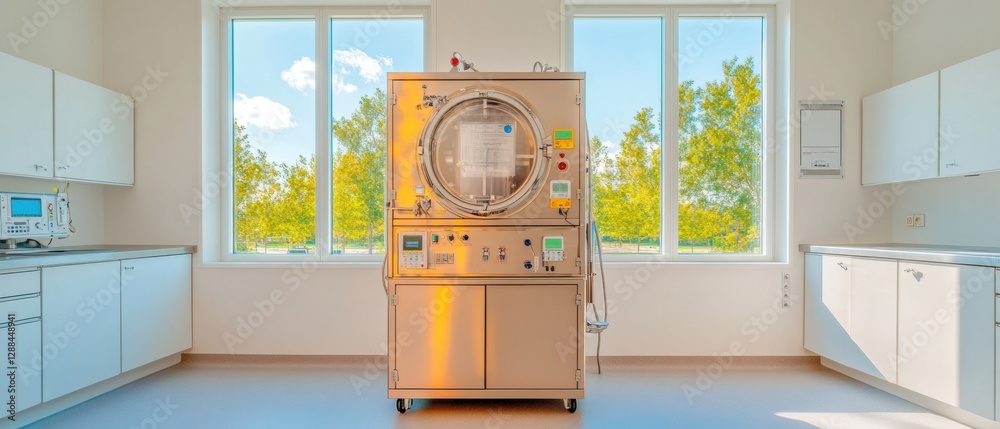 Aufkleber Minimalist Laboratory Automation Advanced Specimen Processing Unit with Robotic Components and Smart Displays - Innovating Medical Tech for Efficient Healthcare Solutions