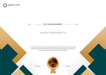 Green and gold certificate template