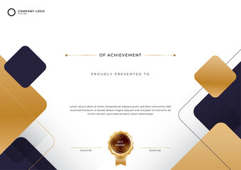 Stylish certificate template design in golden theme