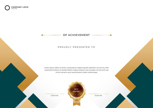 Green and gold certificate template