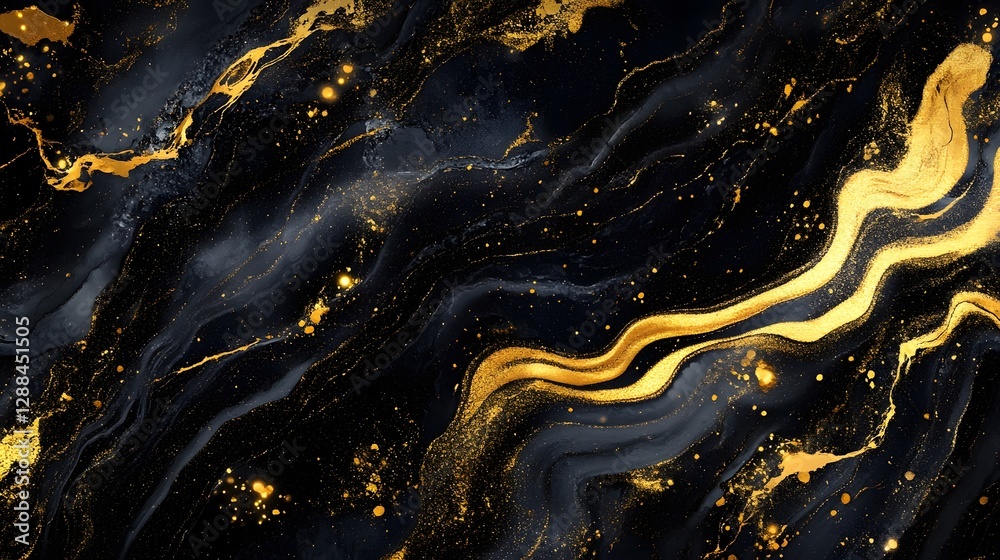 Poster Mesmerizing Swirling Abstract Background with Glowing Golden Patterns and Shimmering Textures  Elegant and Luxurious Digital with Flowing Luminous Designs