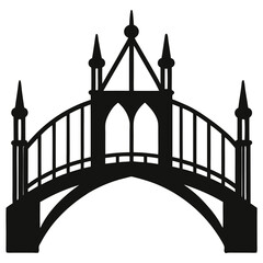 silhouette vector of gothic-style iron bridge