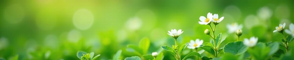 Low-growing Scrophularia peregrina plant with small white flowers, herb, landscape