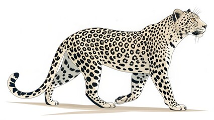 Walking Leopard Digital Illustration, Rosette Pattern, Wildlife Art, Big Cat Leopard, Wildlife Illustration