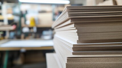 Obraz premium A Tower of Cardstock Sheets in a Crafting Studio 
