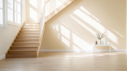 Obraz premium A minimalist interior with empty space and a light beige color tone