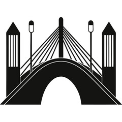 silhouette vector of illuminated modern bridge