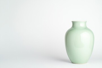 Elegant mint vase stands against minimalistic backdrop, showcasi