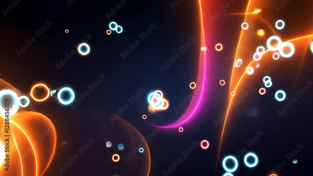 Aufkleber A blue and red line with dots in between. The dots are scattered throughout the image, creating a sense of depth and movement. The blue and red colors contrast each other