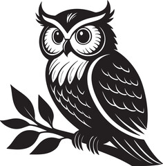 owls vector shilhouette . Owls vector icons in black and white. 