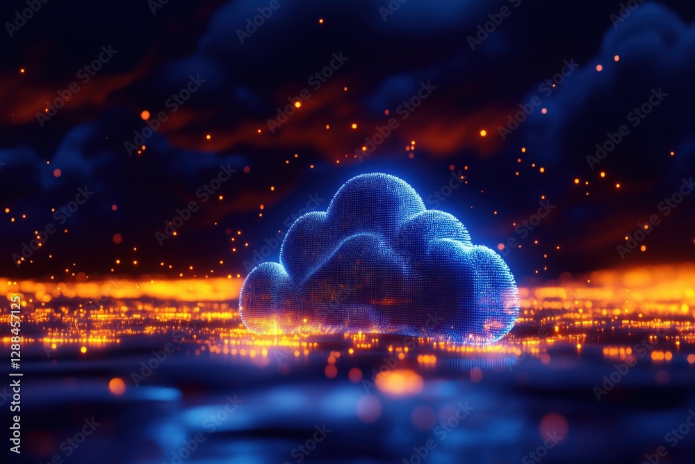 Poster futuristic cloud interface with dynamic security and firewall features in virtual reality