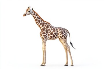 Obraz premium Majestic Giraffe African Wildlife Animal Isolated on White Background