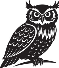 owls vector shilhouette . Owls vector icons in black and white. 