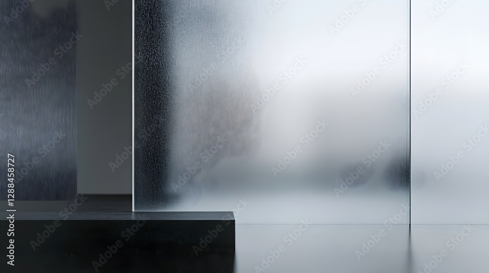 Aufkleber Minimalist monochrome architectural abstract featuring a clean simple design with reflective glass surfaces smooth textures and geometric shapes  The image showcases a minimalist