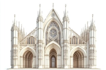 Obraz premium Majestic Gothic Cathedral Facade Architectural Detail White Stone Religious Building High