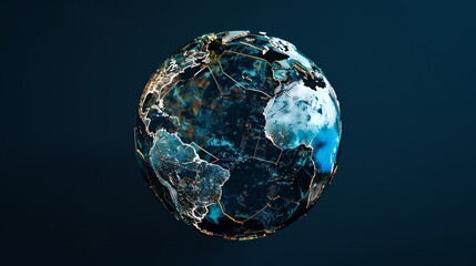 A digital rendering of the Earth with lines and dots representing continents, representing global connectivity.