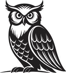 owls vector shilhouette . Owls vector icons in black and white. 