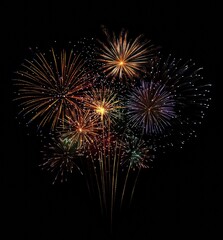 Colorful fireworks exploding in the night sky