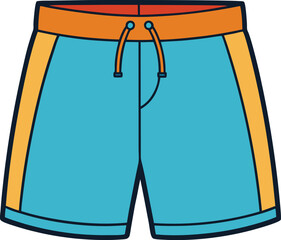 Board shorts vector illustration, perfect for summer fashion, beachwear, surf clothing, swim trunks, tropical apparel, water sports outfits, and casual summer style designs.

