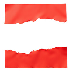 Fototapeta premium Jagged Red Paper Tears Isolated on Clean White Background