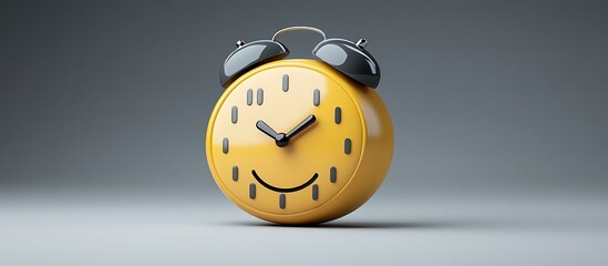 A clock emoji isolated on a solid grey background.