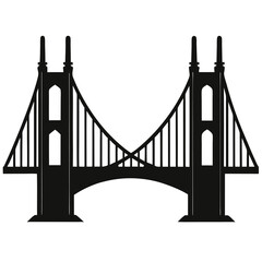 silhouette vector of suspension bridge with tall towers