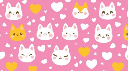 abstract-art-style,  Cute set of childish backgrounds with funny kawaii cartoon characters of hearts  ,space for text,